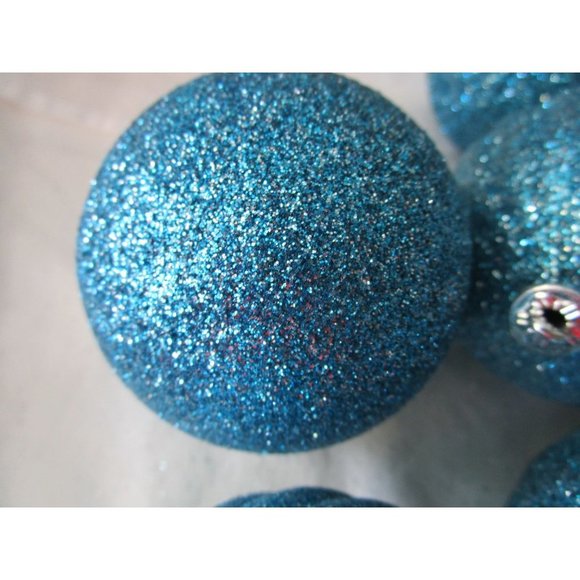 Shatterproof Sky Blue Glitter Ornaments Smooth Ribbed Eight GUC - Picture 10 of 11